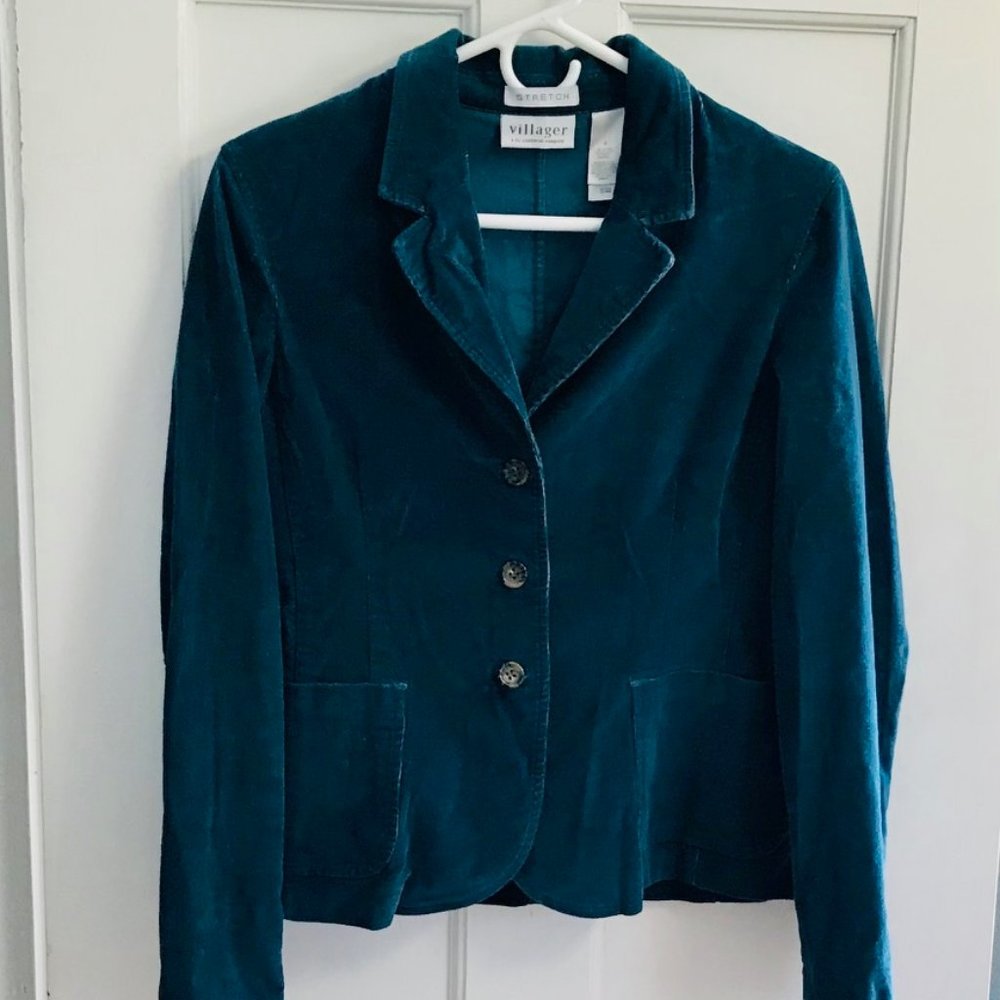 Villager Liz Claiborne Teal Blue Corduroy Jacket